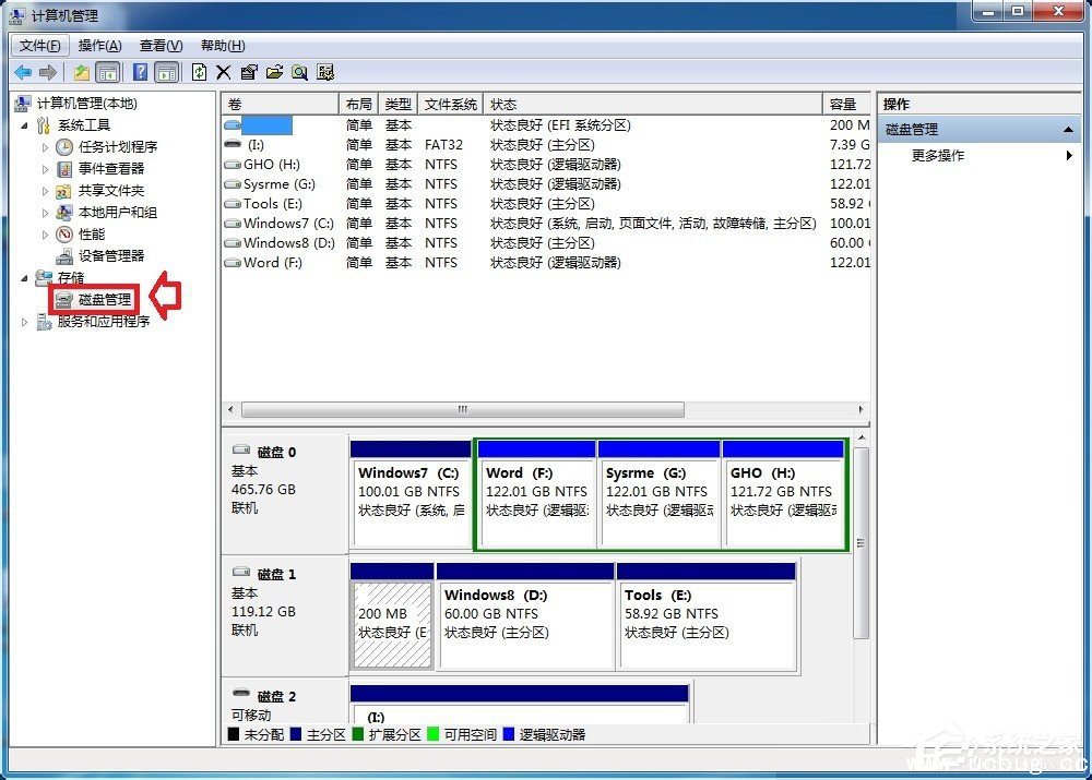 Win7系统磁盘处于脱机状态怎么解决