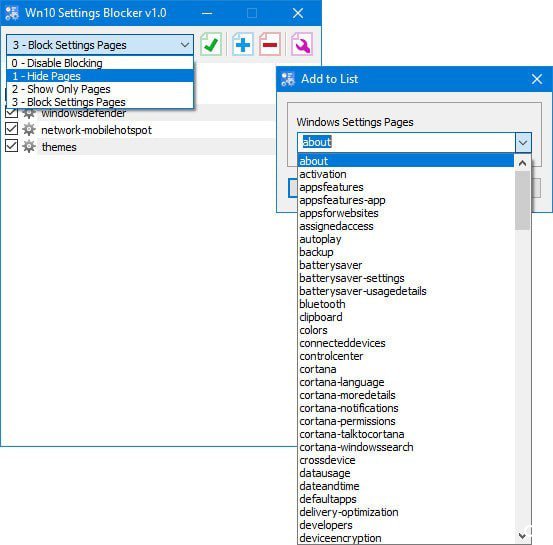 Win10 Settings Blocker